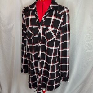 MM218 Warehouse one very soft extra long button down plaid long sleeve
